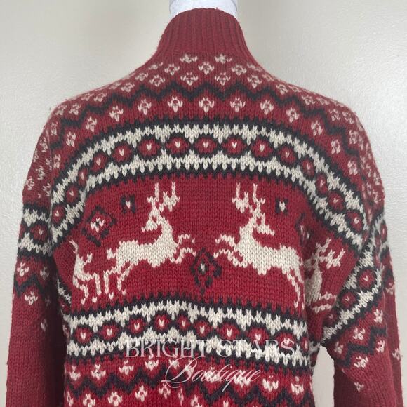 Rare Vintage Reindeer Holiday Sweater ASO Phoebe Buffay Friends Oversize Knit - Picture 12 of 12